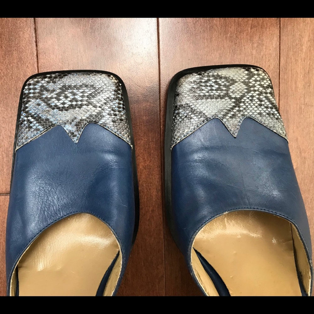 Leather western square toe snakeskin toe mule heel - Picture 8 of 14